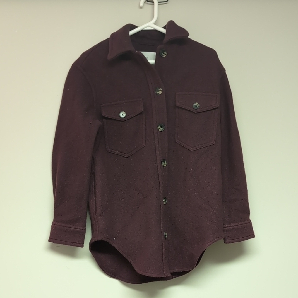 Wilfred Deep Plum Button-Up Wool Utility Shacket